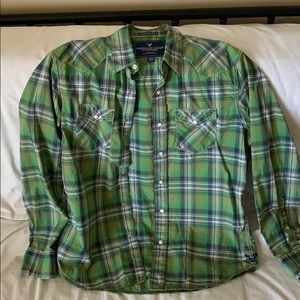 American Eagle pearl snap western shirt
